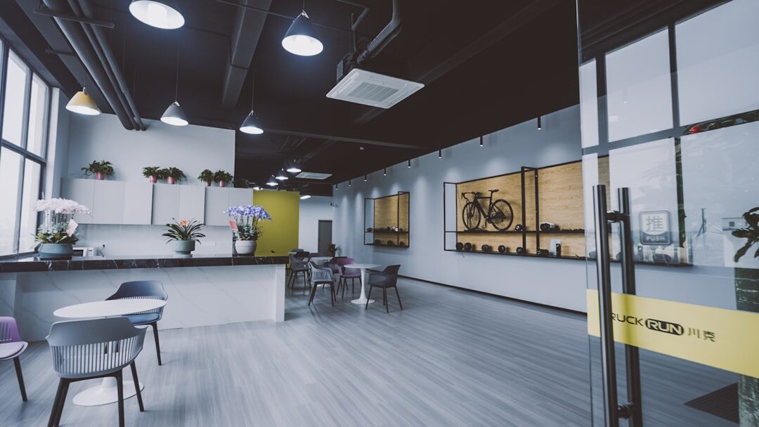 Bright modern office reception area