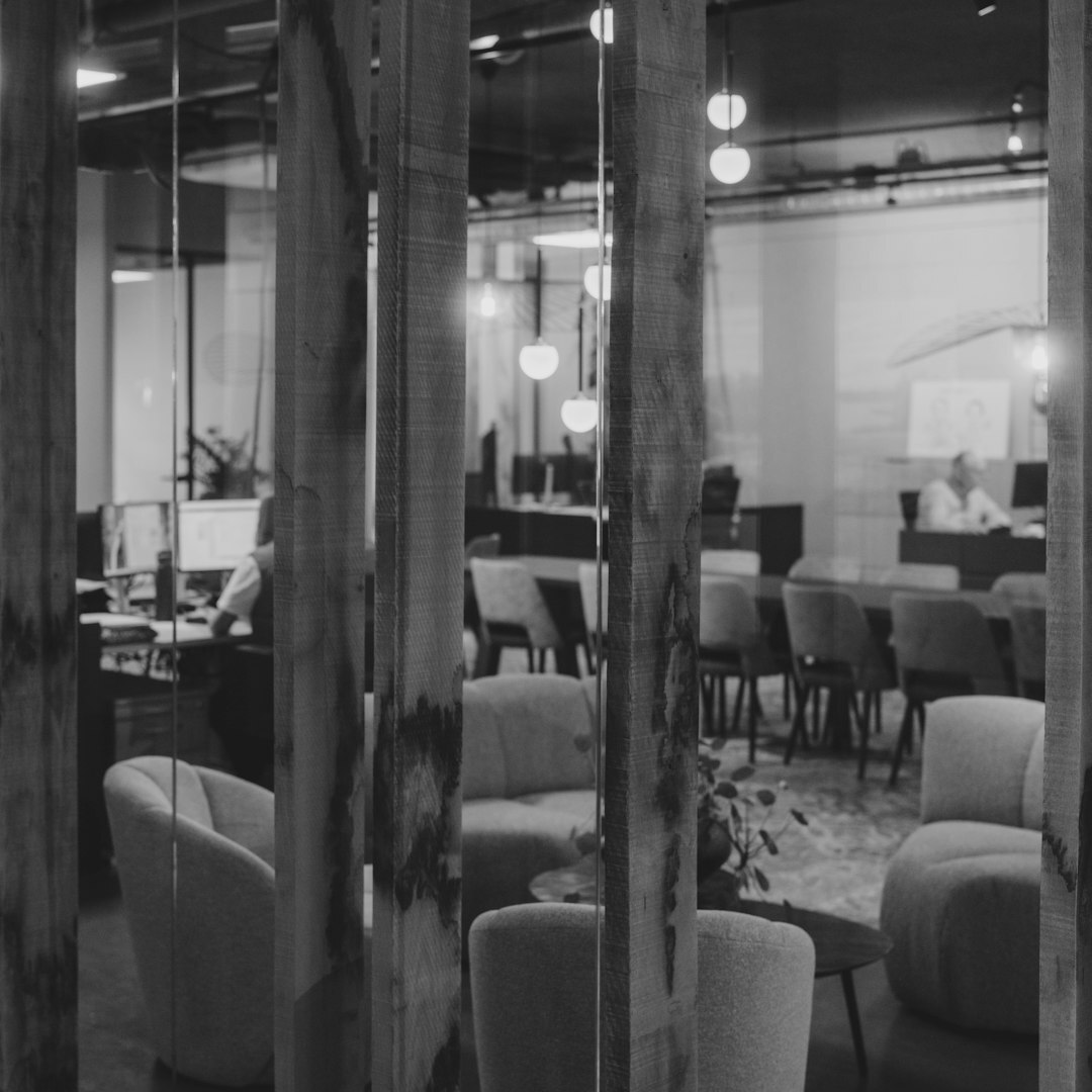 Modern meeting room with table and chairs